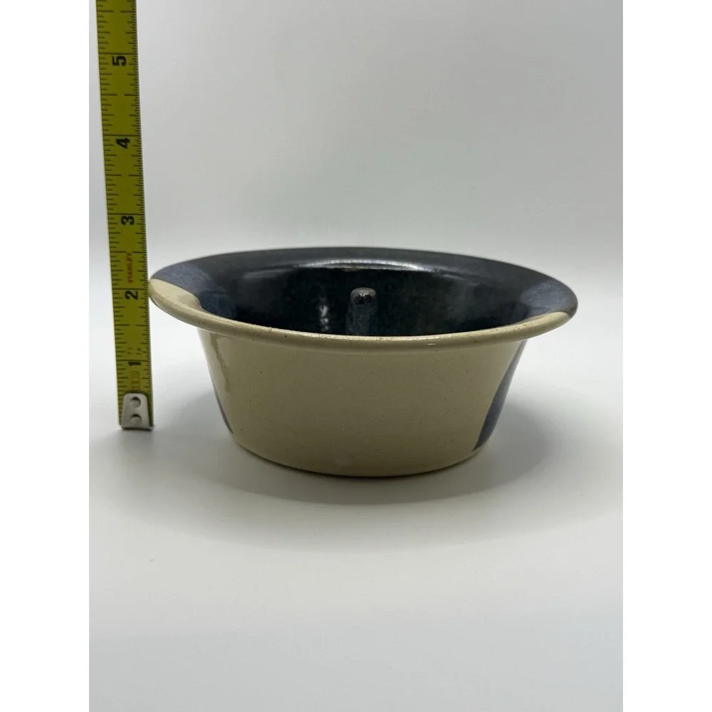 Stegall Studio Pottery Stoneware Apple Baker Bowl Coastal Nautical Blue